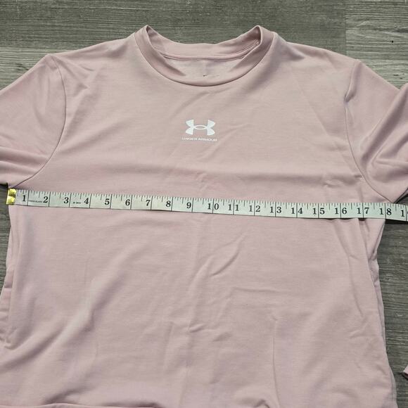 Under Armour Sugar Pink Rival Terry Crew Neck Sweatshirt w. Pockets Sweater - Picture 6 of 8